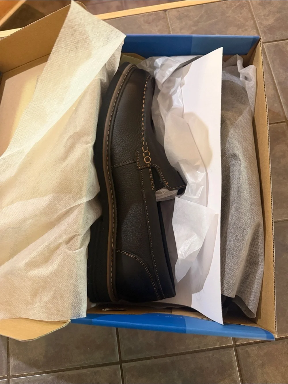 Nunn Bush Men’s Black Slip-On Moc Toe Loafers with Contrast Stitching